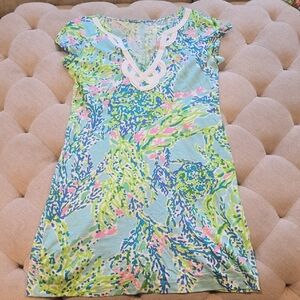Lilly Pulitzer Blue and Green Patterned Fabric